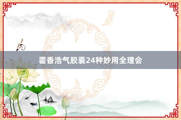 藿香浩气胶囊24种妙用全理会